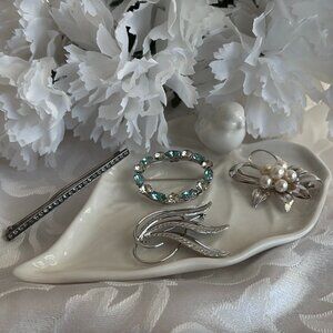 STERLING SILVER PEARL & RHINESTONE BROOCH COLLECTION
